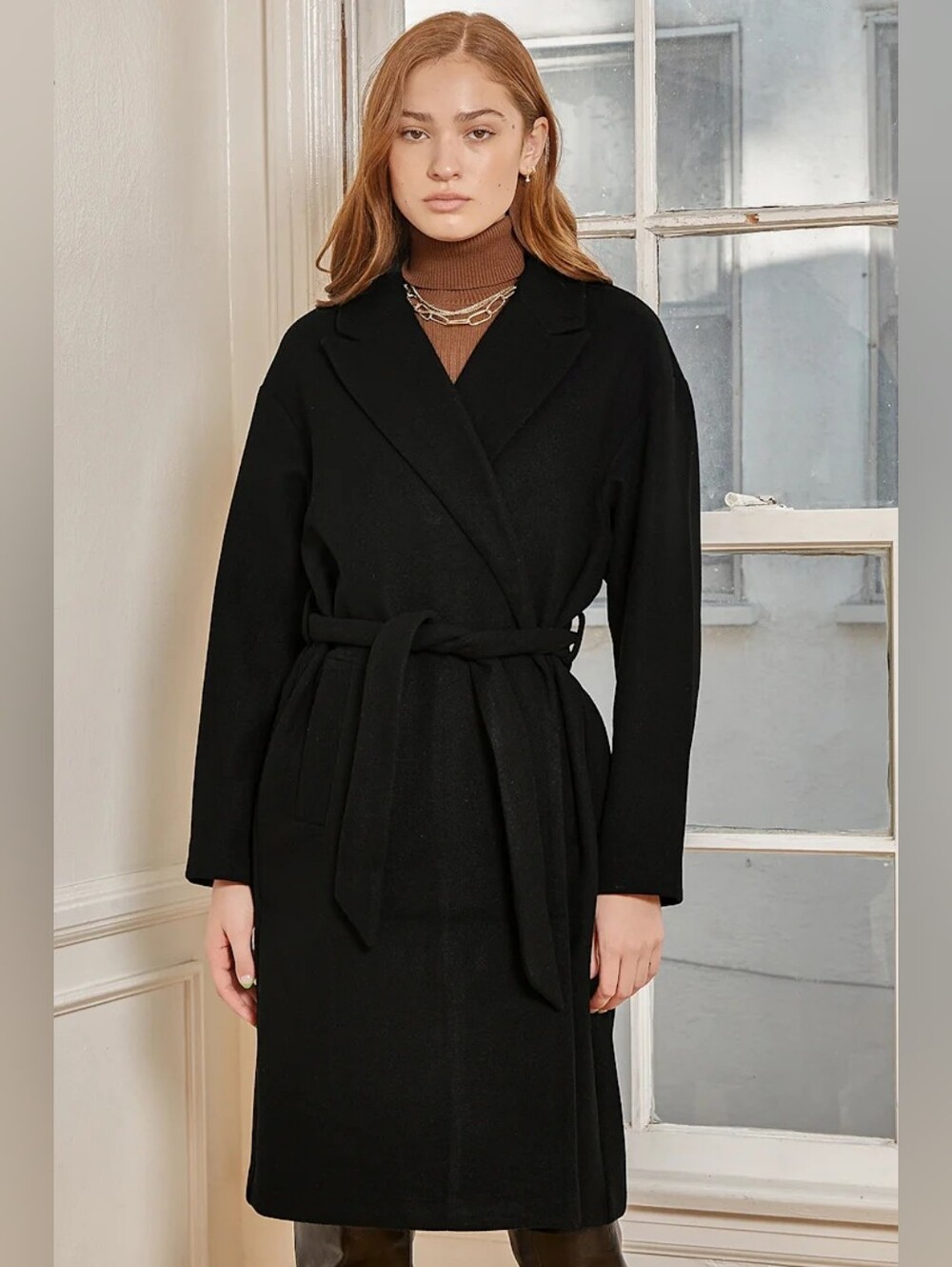 SALE! VERO MODA Fortune Black Belted Long Jacket - RUNS VERY LARGE!